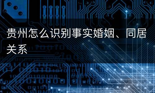 贵州怎么识别事实婚姻、同居关系
