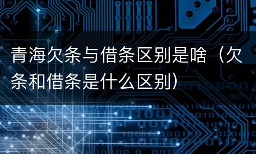 青海欠条与借条区别是啥（欠条和借条是什么区别）