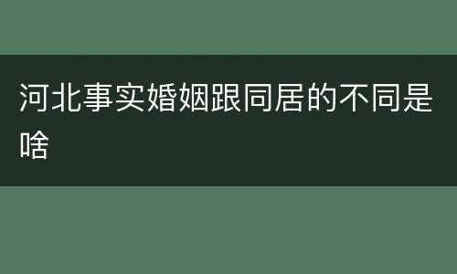河北事实婚姻跟同居的不同是啥