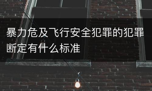 暴力危及飞行安全犯罪的犯罪断定有什么标准