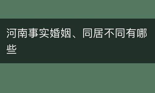 河南事实婚姻、同居不同有哪些