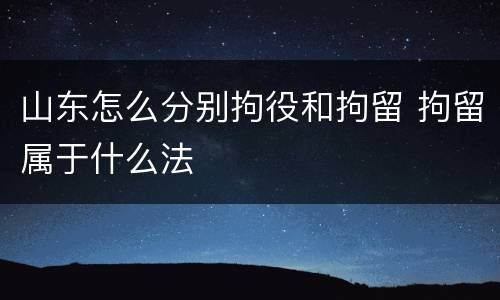 山东怎么分别拘役和拘留 拘留属于什么法