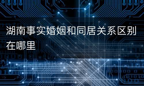 湖南事实婚姻和同居关系区别在哪里