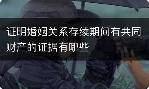证明婚姻关系存续期间有共同财产的证据有哪些