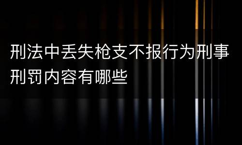 刑法中丢失枪支不报行为刑事刑罚内容有哪些