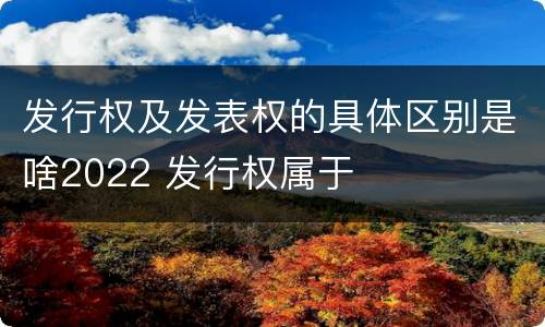 发行权及发表权的具体区别是啥2022 发行权属于
