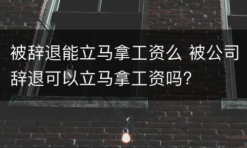 被辞退能立马拿工资么 被公司辞退可以立马拿工资吗?