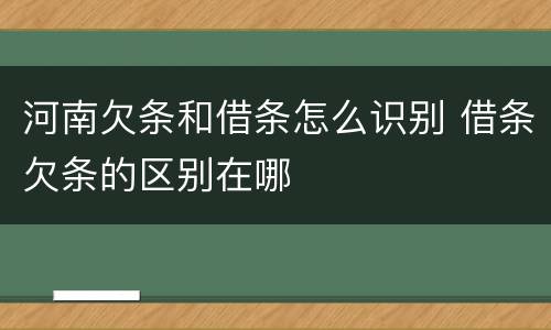 河南欠条和借条怎么识别 借条欠条的区别在哪