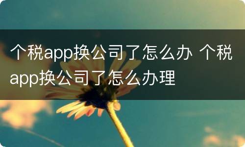 个税app换公司了怎么办 个税app换公司了怎么办理
