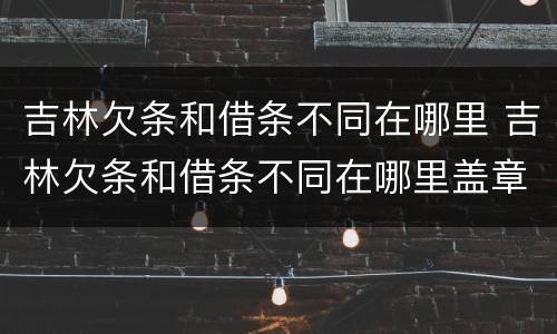 吉林欠条和借条不同在哪里 吉林欠条和借条不同在哪里盖章