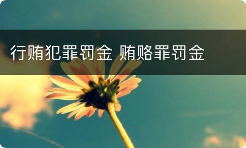 行贿犯罪罚金 贿赂罪罚金