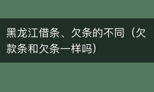 黑龙江借条、欠条的不同（欠款条和欠条一样吗）