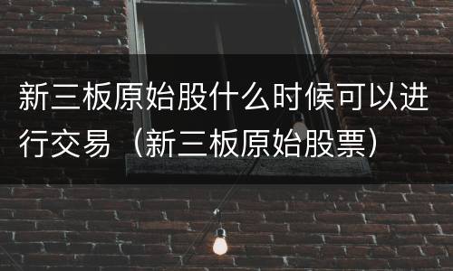 新三板原始股什么时候可以进行交易（新三板原始股票）