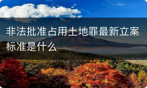 非法批准占用土地罪最新立案标准是什么