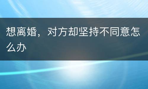 想离婚，对方却坚持不同意怎么办