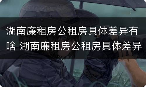 湖南廉租房公租房具体差异有啥 湖南廉租房公租房具体差异有啥不同