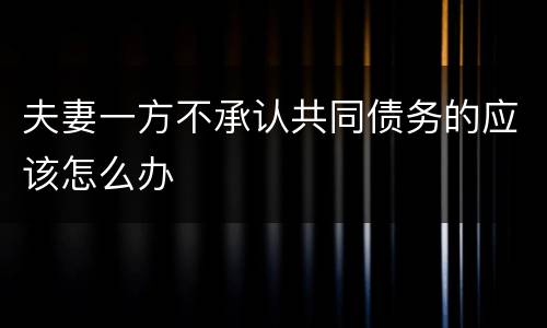 夫妻一方不承认共同债务的应该怎么办