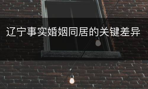 辽宁事实婚姻同居的关键差异