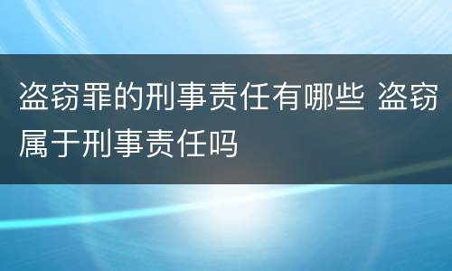盗窃罪的刑事责任有哪些 盗窃属于刑事责任吗