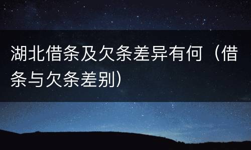 湖北借条及欠条差异有何（借条与欠条差别）