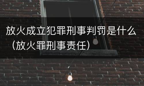 放火成立犯罪刑事判罚是什么（放火罪刑事责任）