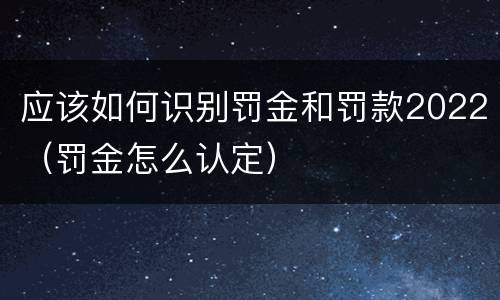 应该如何识别罚金和罚款2022（罚金怎么认定）