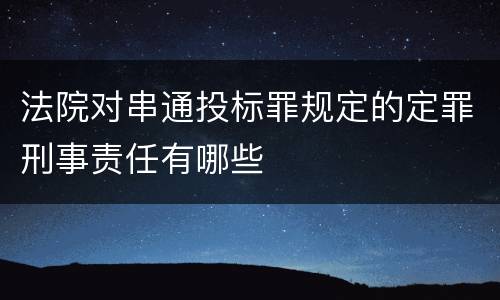 法院对串通投标罪规定的定罪刑事责任有哪些