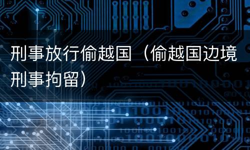 刑事放行偷越国（偷越国边境刑事拘留）