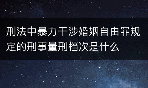 刑法中暴力干涉婚姻自由罪规定的刑事量刑档次是什么