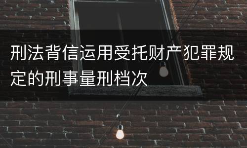 刑法背信运用受托财产犯罪规定的刑事量刑档次