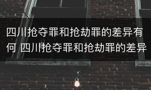 四川抢夺罪和抢劫罪的差异有何 四川抢夺罪和抢劫罪的差异有何关系
