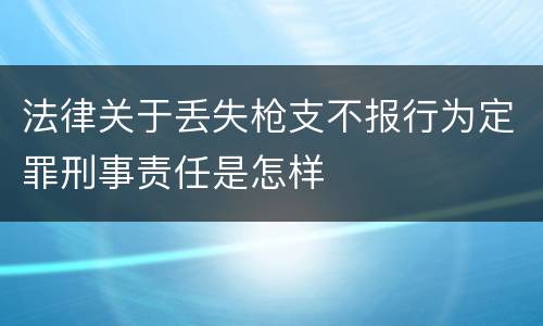 法律关于丢失枪支不报行为定罪刑事责任是怎样