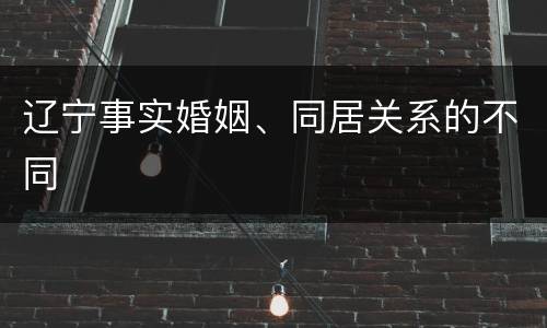 辽宁事实婚姻、同居关系的不同