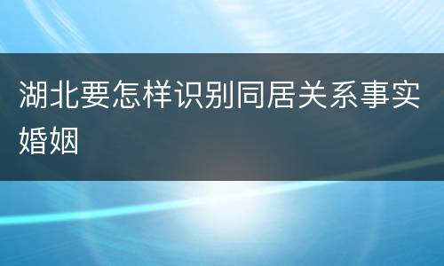 湖北要怎样识别同居关系事实婚姻