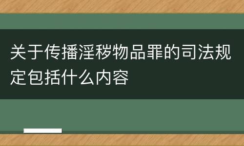 关于传播淫秽物品罪的司法规定包括什么内容