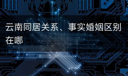 云南同居关系、事实婚姻区别在哪