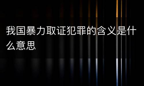 我国暴力取证犯罪的含义是什么意思