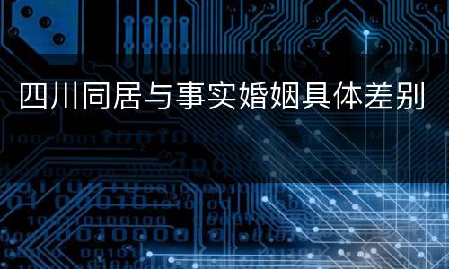 四川同居与事实婚姻具体差别