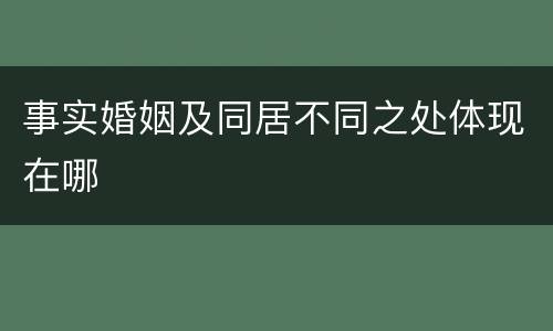 事实婚姻及同居不同之处体现在哪