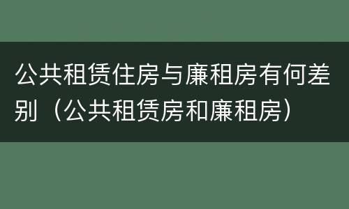 公共租赁住房与廉租房有何差别（公共租赁房和廉租房）
