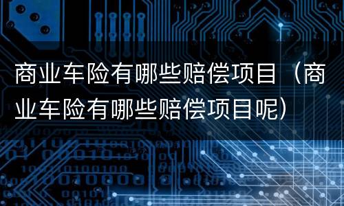 商业车险有哪些赔偿项目（商业车险有哪些赔偿项目呢）