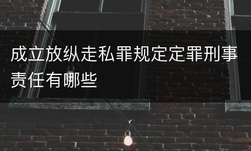 成立放纵走私罪规定定罪刑事责任有哪些