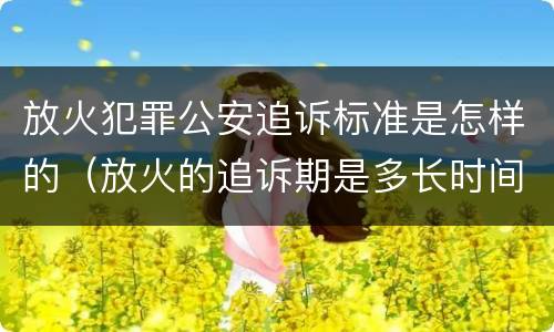 放火犯罪公安追诉标准是怎样的（放火的追诉期是多长时间）