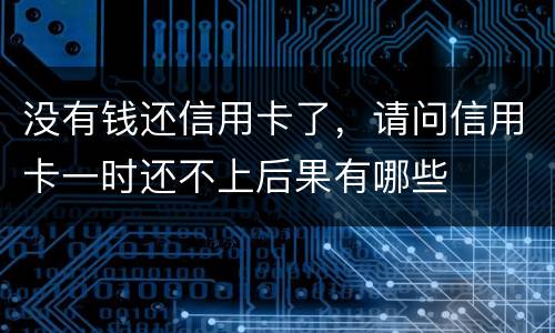没有钱还信用卡了，请问信用卡一时还不上后果有哪些