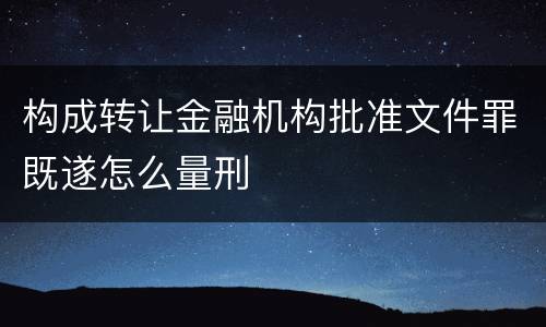 构成转让金融机构批准文件罪既遂怎么量刑