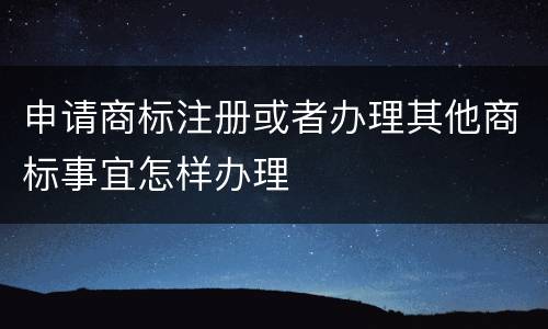 申请商标注册或者办理其他商标事宜怎样办理