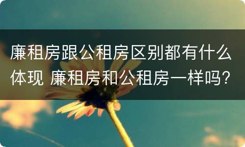 廉租房跟公租房区别都有什么体现 廉租房和公租房一样吗?