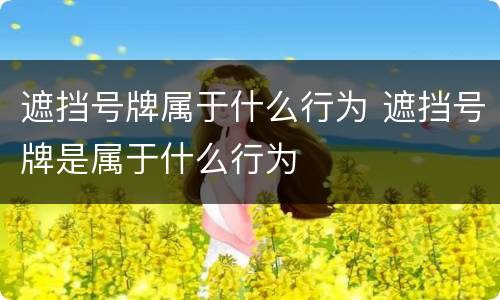 遮挡号牌属于什么行为 遮挡号牌是属于什么行为