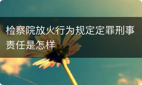 检察院放火行为规定定罪刑事责任是怎样
