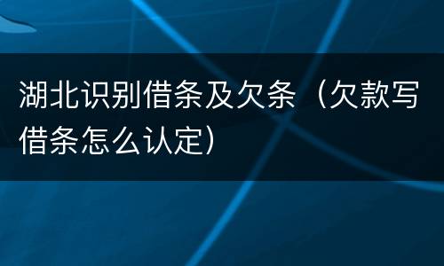 湖北识别借条及欠条（欠款写借条怎么认定）